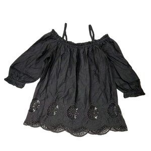 Ann Taylor Loft Off The Shoulder Blouse Black Womens Size Small